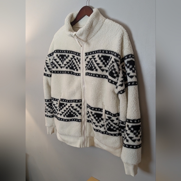 Faherty x B.Yellowtail High Pile Fleece Jacket Black Cedar Ridge Pattern, Size L - Picture 7 of 15